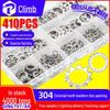 304 Stainless Steel External Tooth Washer Set: Lock, Stop, and Toothed Washers, Mixed.