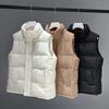 Women Winter Coat with Pockets Zip-up Closure Padded Stand Collar Sleeveless Solid Color Outdoor Leisure Sports Down Waistcoat