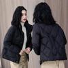 Autumn Winter Light Down Jacket Women's Short Stand Collar Single Breasted Loose Straight White Duck Down Coat Big Pocket Solid Color