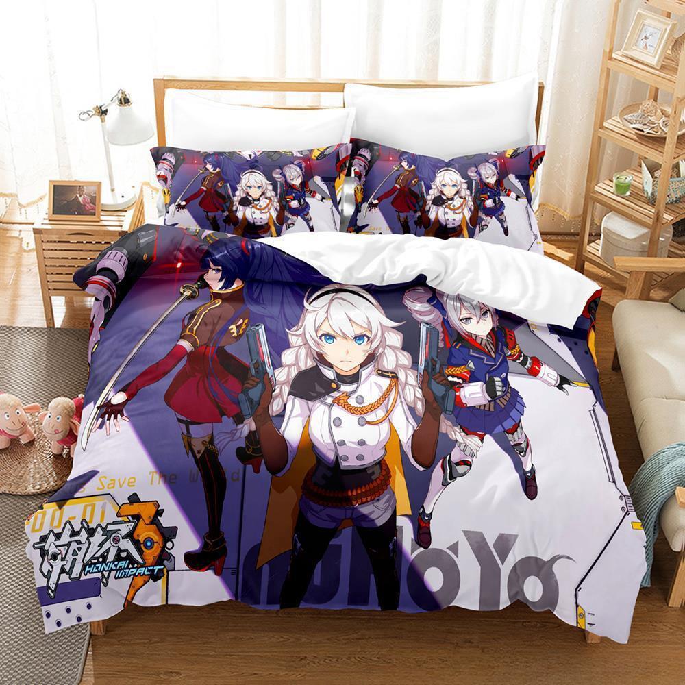 Game Honkai Impact 3 Bedding Set Single Twin Full Queen King Size Bed Set Adult Kid Bedroom Duvet Cover Sets Anime Bed Sheet Set