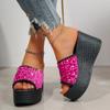 Women Platform Slippers New Summer Beach Wedges Sandals Fashion Sequin Casual Slippers Women High Heel Slippers Women