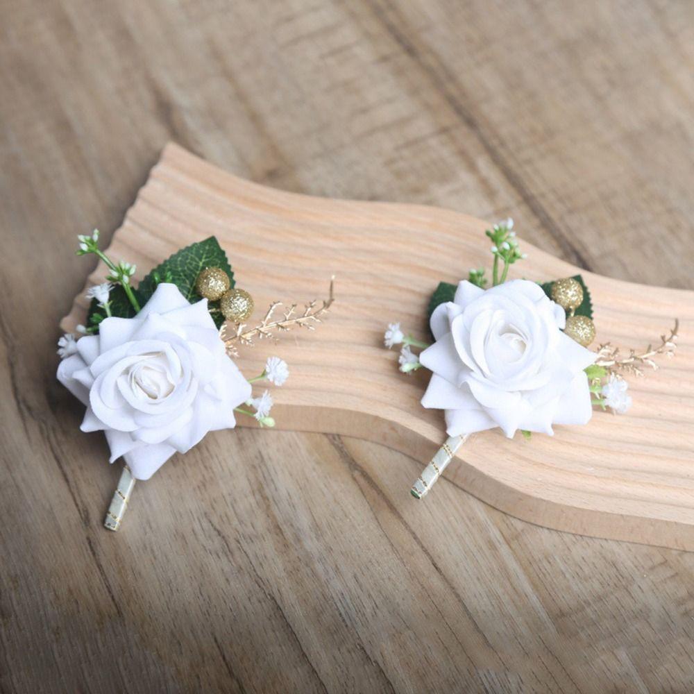 Simple Groom Rose Boutonniere Delicate Wedding Accessories Wedding Suit Corsage Western