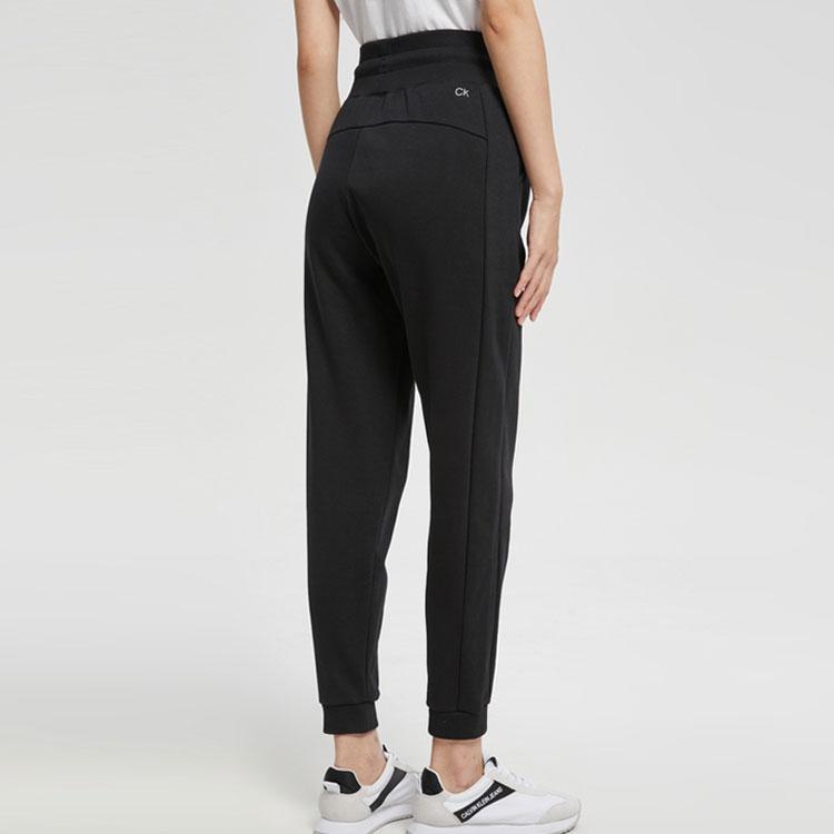 Calvin Klein Drawstring Waist Reflective Letter Print Fleece Joggers Women Bottoms Black 4WF2P612-001