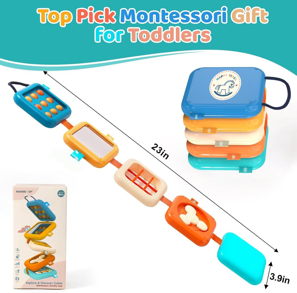 Montessori Toys Busy Board Baby Activity Cube Sensory Toys Folding Puzzle Fine Motor Skill Early Educational Toys for Kid Age 1+