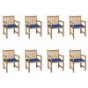 Day and Night - Day and Night Garden Chairs 8 Units Solid Teak Wood Royal Blue Cushions