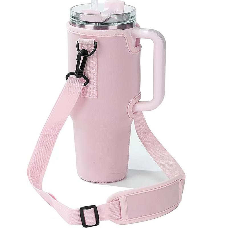 40Oz Water Bottle Carrier Bag Adjustable Shoulder Strap Mug Cups Sleeve Solid Color Bottle Holder For Outdoor Hiking