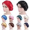 Women's Satin Solid Bonnets Wide-brimmed Night Sleeping Bathing Hat Unisex Head Wrap Elastic Band Cap Hair Care Bonnet