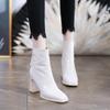 2024 High Quality Women's Shoes Ankle Women's Boots Elegant Modern Boots Women Square Toe High Heels Back Zip Shoes Ladies