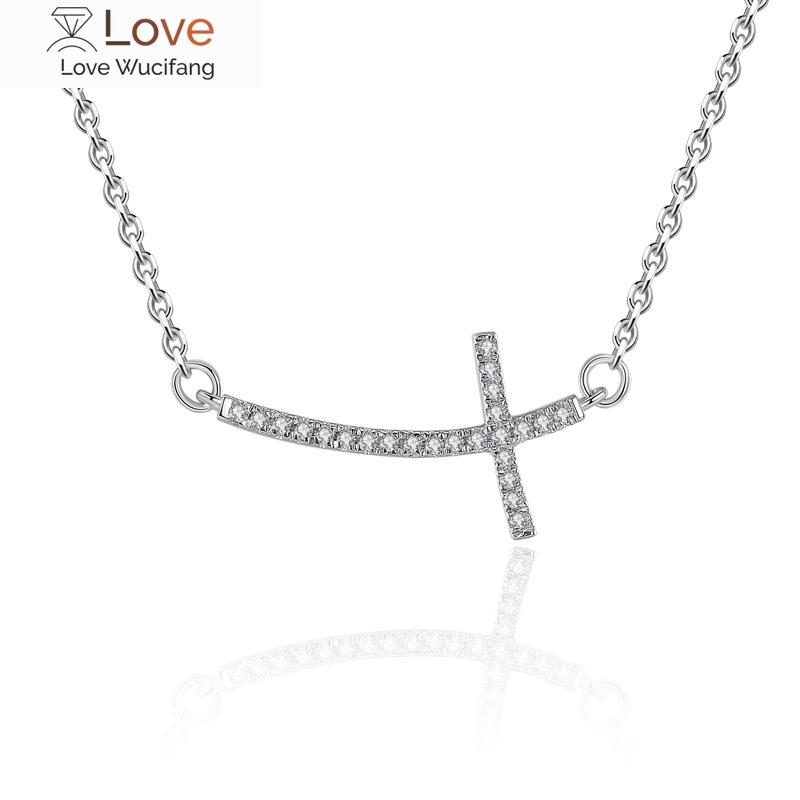 925 Sterling Silver Cross Zircon Necklaces & Pendants for Women Fashion Lady Festival Gift Sterling-silver-jewelry