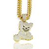 Rhinestone Pendant Necklace Bear Shape Bling Bling Necklaces New Hip Hop Necklace  For Men Women