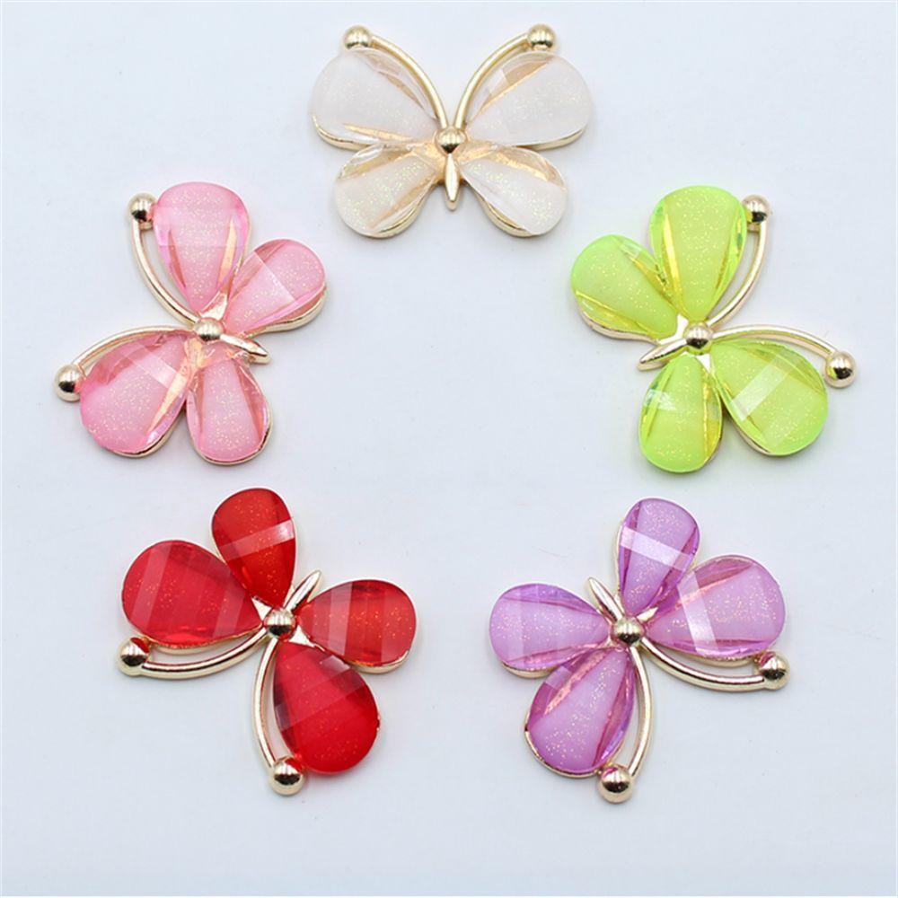 10Pcs/Set  Cute Colorful Butterfly Costume Decoration Alloy Stained Glass Buckle DIY Jewelry Accessories Wedding Card DIY Decor