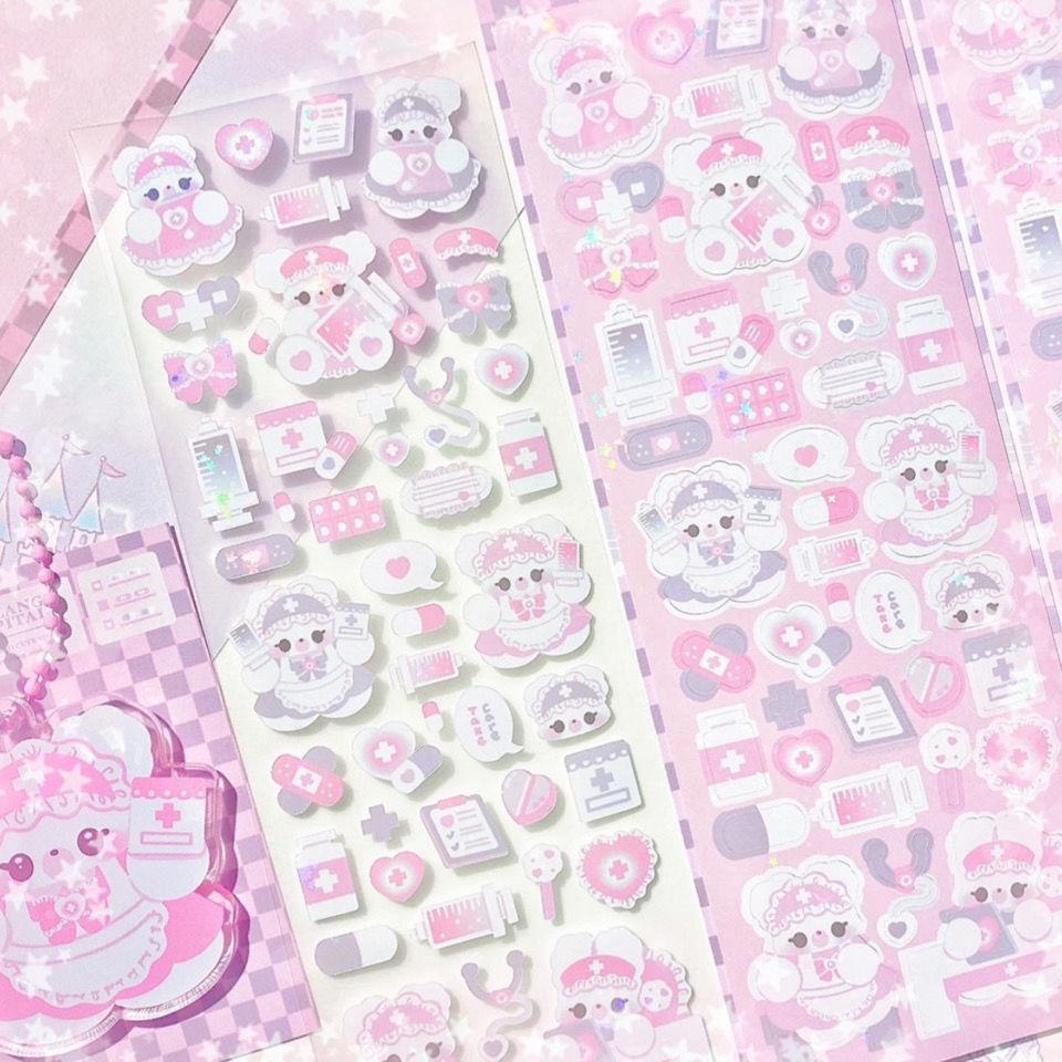 Cartoon Laser Sticker DIY Decorative Material Sticker Google Card Sticker