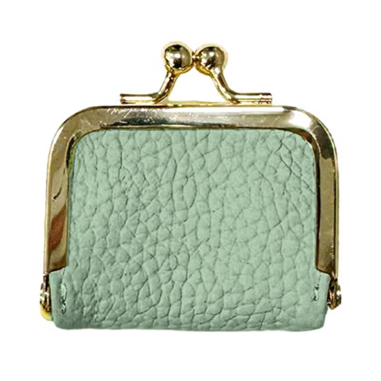 Ladies Mini Coin Purse Genuine Leather Wallet Solid Color Kiss Lock Change Pouch Small Storage Bag for Jewelry Keys