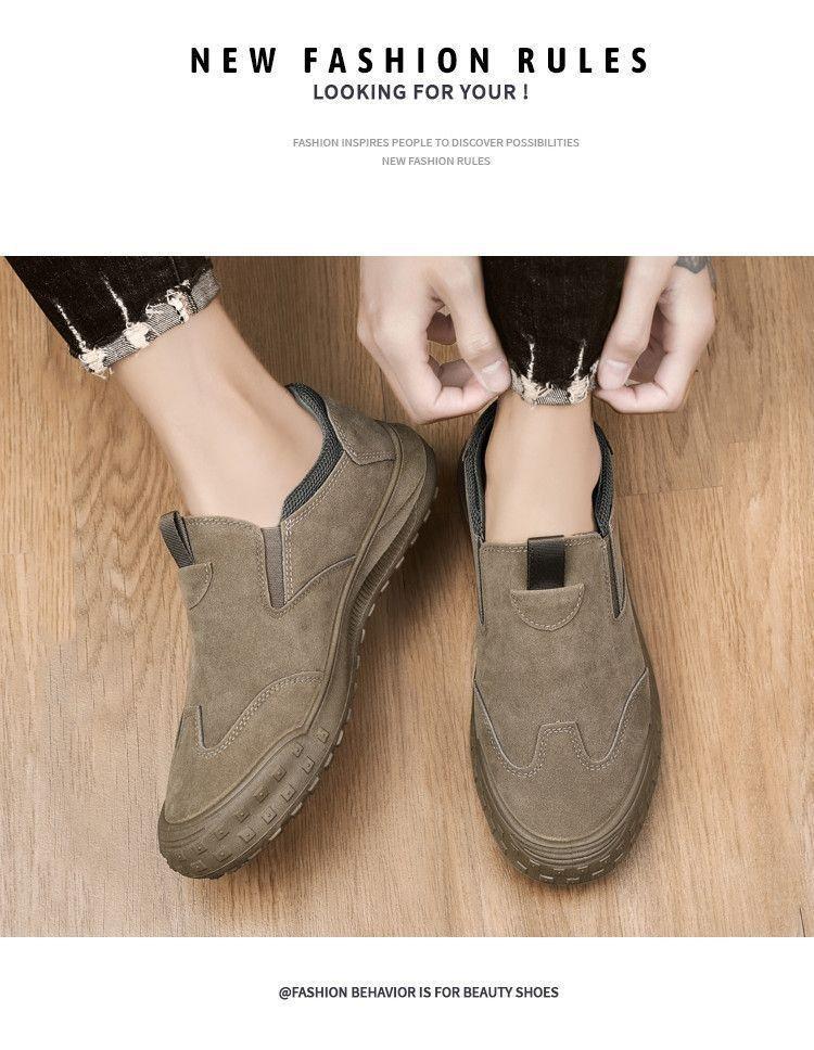 Men's Retro Waterproof Slip-On Work Shoes - Non-Slip, Wear-Resistant Low-Top for Autumn and Winter