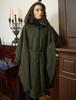 Шерстяная накидка в японском стиле, один размер, мохово-зеленый [BEAUTELICATE] пальто, женская накидка, пончо, смесь, верхняя одежда, пальто, пояс, без рукавов, на подкладке, большинство,