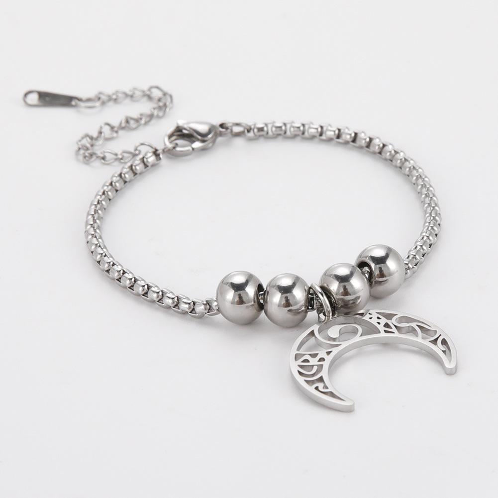 Stainless Steel Cuff Bracelet Women Silver Color Bangle Bracelets Jewelry Wiccan/Pagan Necklaces and Bracelets with Moon Phase