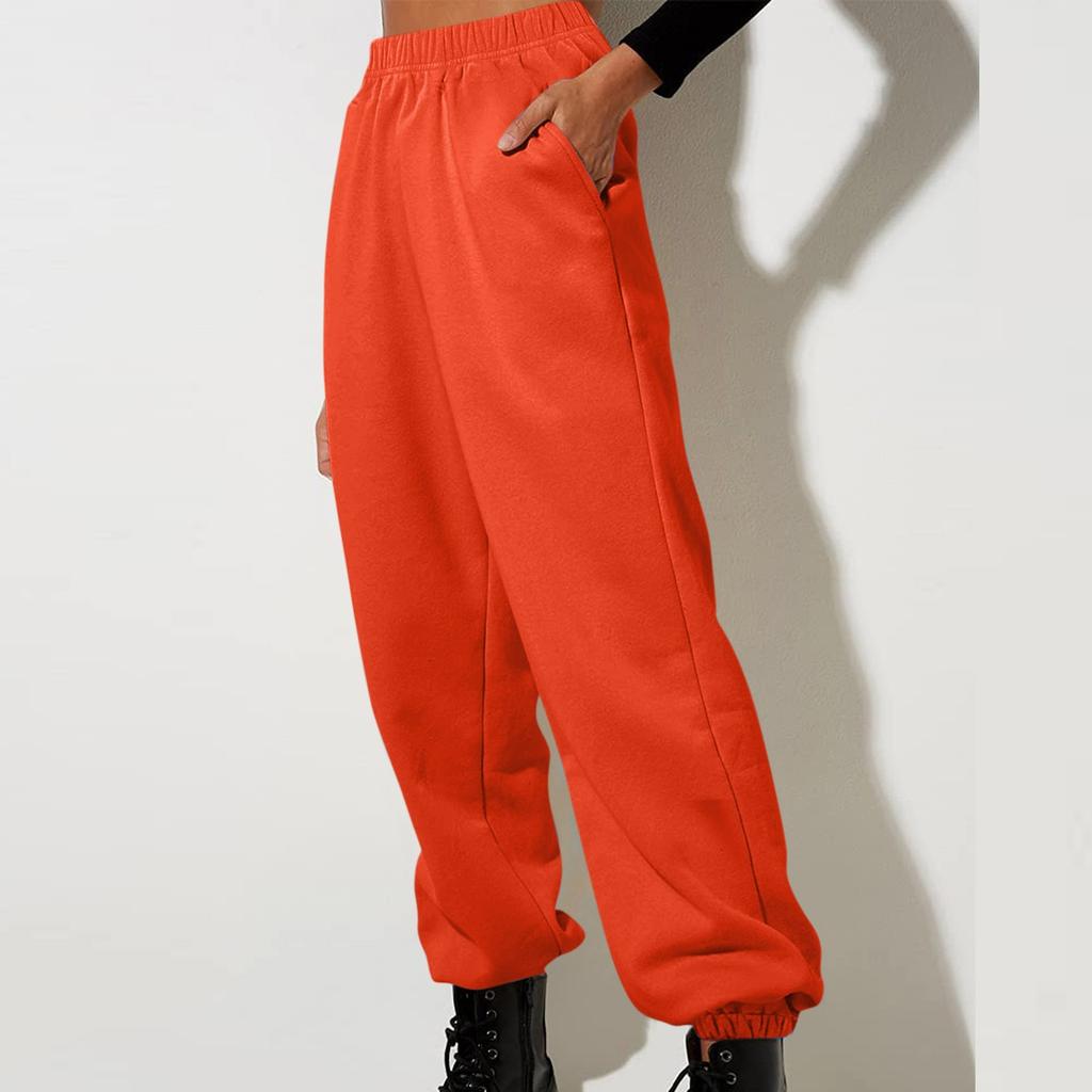 Women's Fashion Sport Solid Color Pocket Casual Sweatpants Pants
