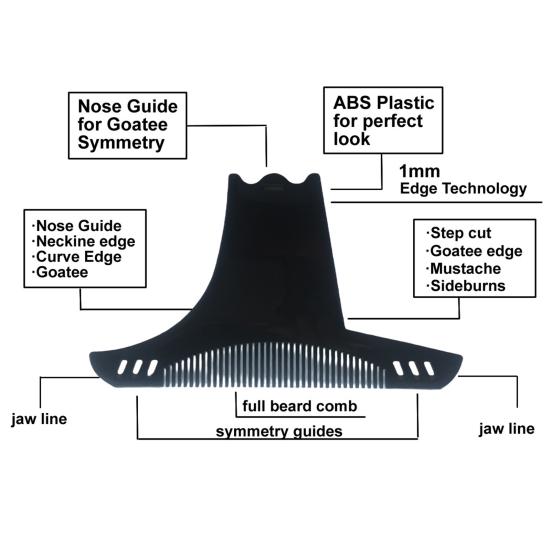 Men Beard Comb 6-In-1 Beard Shaper Moustache Styling Template Beard Trimmer Guide Shaping Salon Tools Barber Accessories
