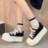 Versatile Ugly Cute Round Head Platform Popular Muffin Canvas Shoes Women's 2025 Spring New Height-increasing Big Head Casual Board Shoes