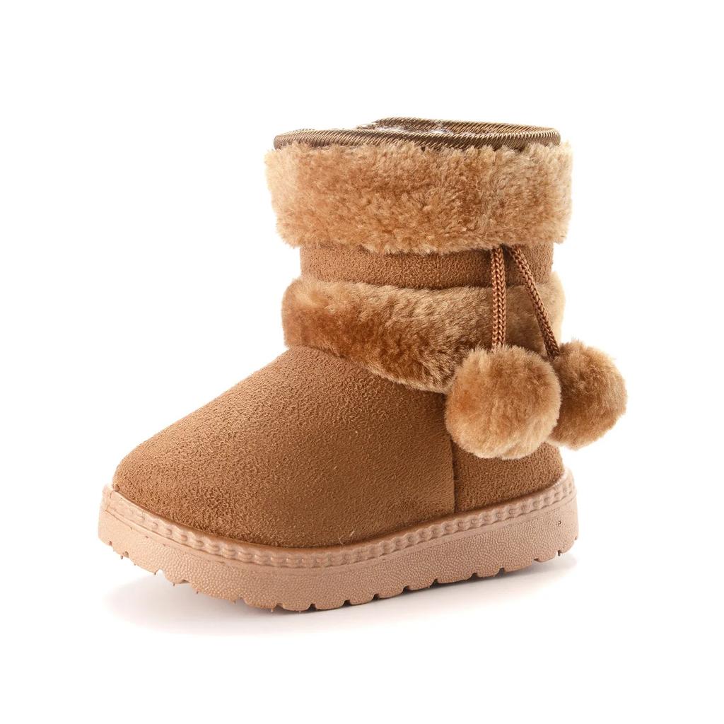 Child Shoes New Trendy Winter Boots for Children Thick Soled Wool Ball Snow Boots Winter Cotton Inserts Girl Sneakers Botas Niña