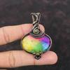 Rainbow Solar Quartz Druzy Pendant Copper Wire Wrapped Pendant Dainty Labradorite Pendant Gemstone Copper Jewelry Handmade Pendant For Women