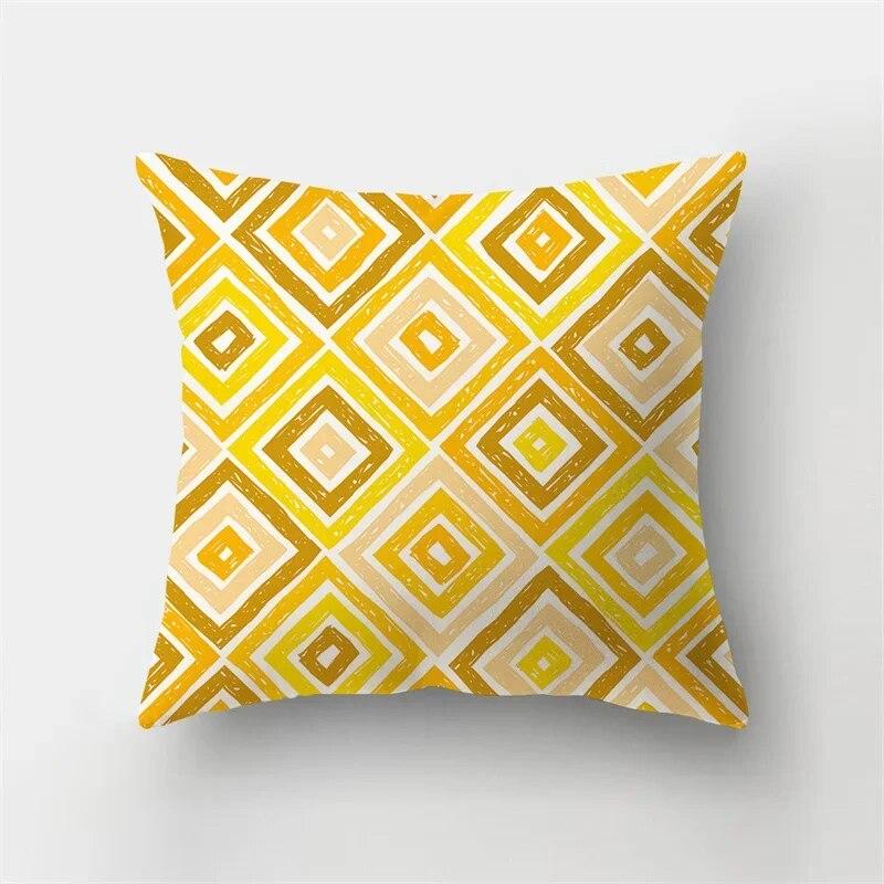 45x45cm Fashion Yellow Geometric Printing Pillowcase Sofa Hotel Office Seat Lumbar Cushion  Cover Home Decoration