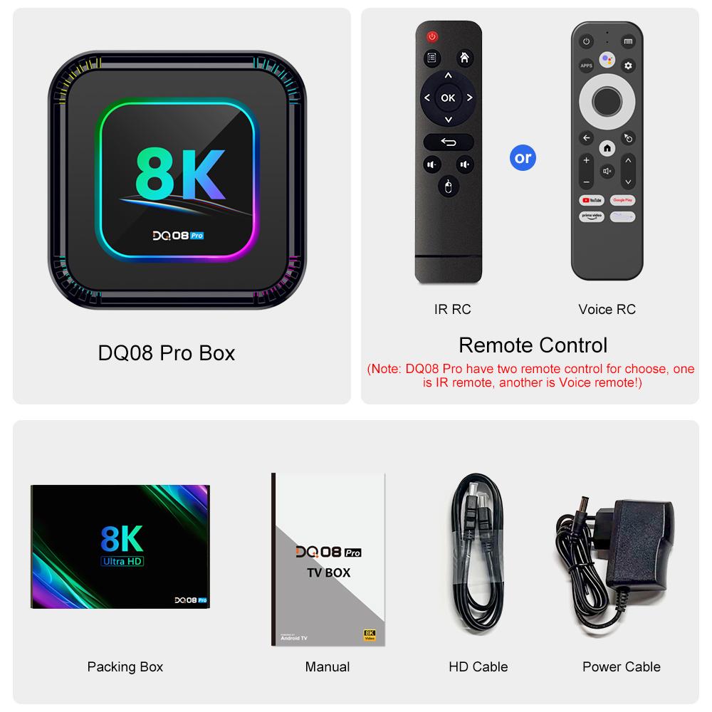 DQ08 Pro RGB Smart TV Box Android 13 RK3528 Quad Core Support 8K Video HDR10+ Dual Wifi6 BT5.0 Set Top Box
