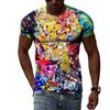 Summer Men Fashion Personality Graffiti T-shirts Hip Hop Trend Harajuku Casual Style 3D Printing Short Sleeve T-shirts Tops