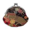 Kyoto Geibido Clasp Handcrafted by with a Japanese Made In Japan Red Fan Nishijin-ori 2.6-inch Wallet, Artisans, Pattern, (black, Face)