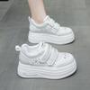 Fashion 8CM Air Mesh Synthetic Leather Chunky Sneaker Women Comfy Summer Bling Platform Wedge Fsahion Ankle Boots Shoes