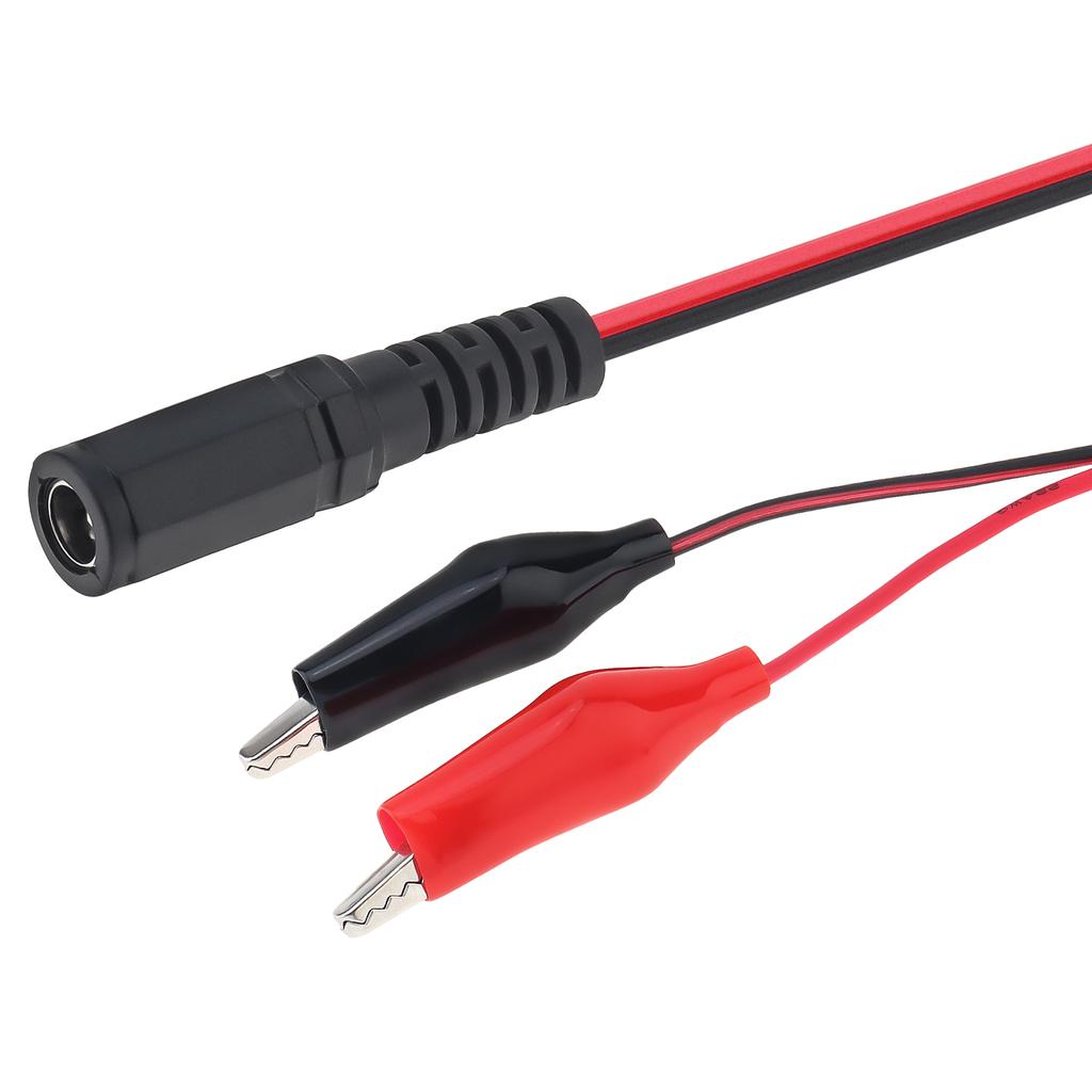 22AWG Power Cable Connector 2.1 X 5.5mm DC Female Jack To Dual Alligator Clip Connector Cable Adapter