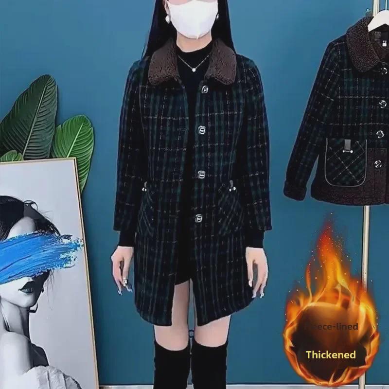 Women's High-End Stylish Medium-Long Velvet Thickened Coat for Autumn and Winter