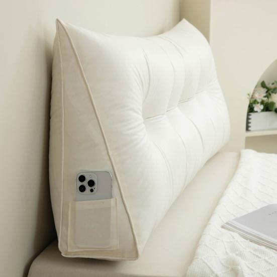 Triangular Headboard Pillow Bed Wedge Pillow with Side Pocket Headboard Back And Waist Support Cushion for Daybed Reading Relaxing