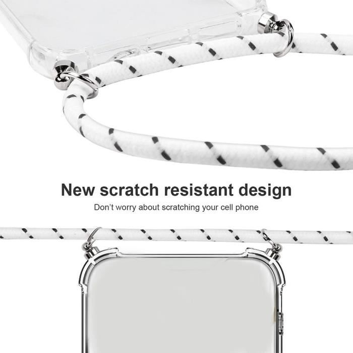 Coque - BOOLING - pour Samsung S21 Plus - Souple - Transparent - Anti-Rayure avec Cordon Blanc