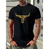 Summer Daily Casual Outdoor Street Short-sleeved Top Fashion 3D Bull Head Print Men's T-shirts