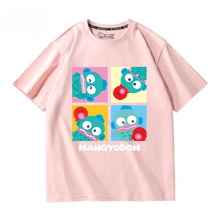 Hangyodon Harajuku Creative Pattern T-shirt Men's Casual Comfortable Summer 100% Cotton T-shirt Trend Fashion Loose T-shirt