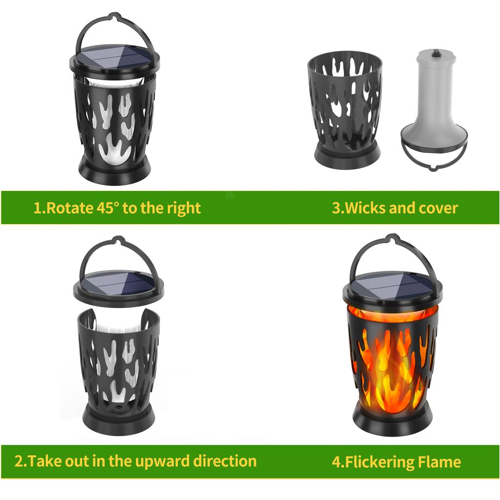 LED Solar Wall Light Solar Flame Flickering Lamp Outdoor Waterproof Landscape Pendant Lamp Garden Torch Pathway Backyard Decor