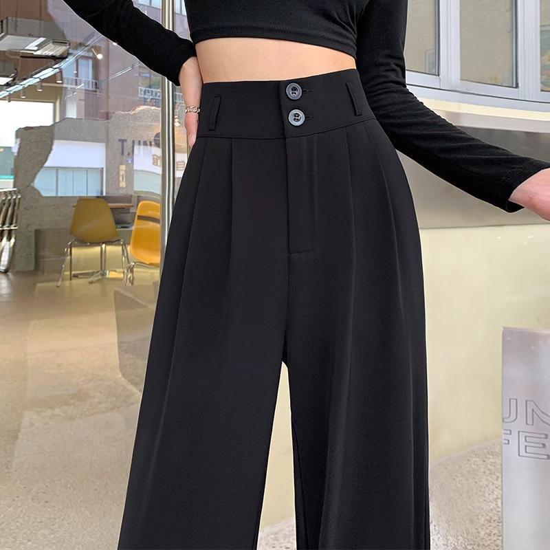 Women's Fleece-Lined Slim-Fit Wide-Leg Pants: High-Waisted, Sleek, and Stylish for Spring/Autumn