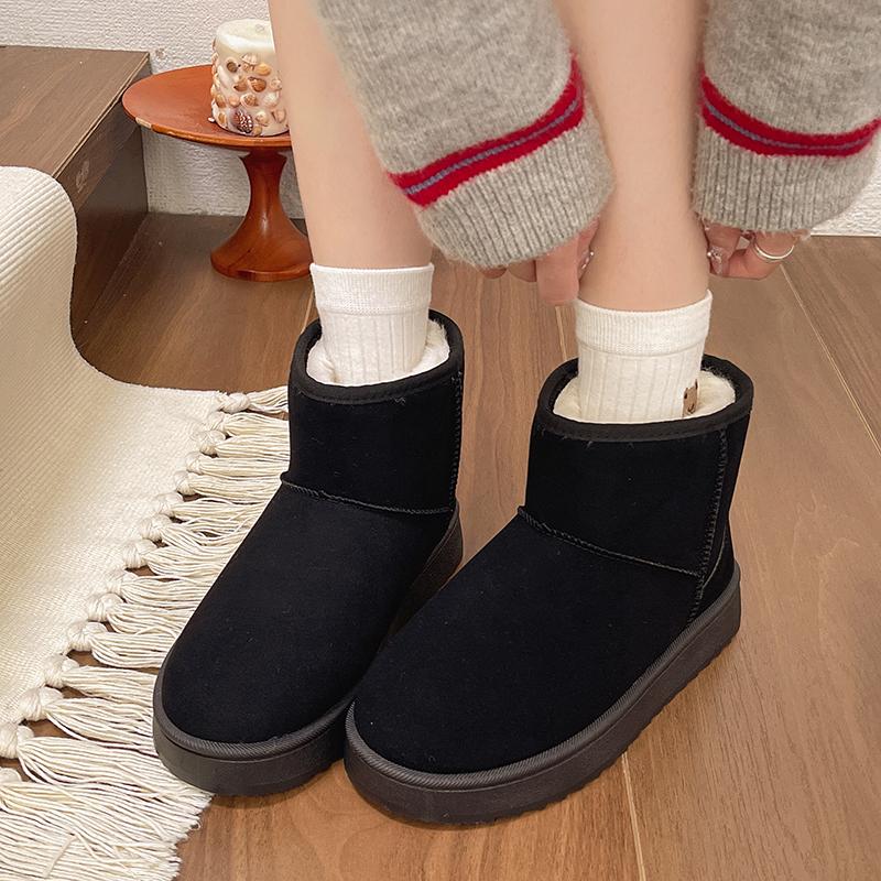 Fashion Women's Flat Snow Boots Winter New Suede Sleeve Non-slip Wear-resistant Comfortable Short Cotton Boots