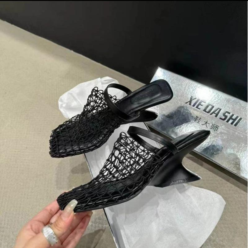 Fashion Women Slippers Fish Mesh Hollow Ballet Slippers Women Summer 2024 New Fashionable Heels Sandals Slides Women Zapatos De Mujer