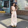 White High-Waist Wide-Leg Flare Jeans for Women - Autumn Spicy Girl Design, Loose Floor-Length.