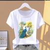(Asian Size) Graphic Tee T Clothing Casual Fashion Watercolor Style Trend Cute Sweet Print Female Casual Women's Top Short Sleeve T-shirt