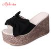 Aphixta Summer Women Wedge Slippers Platform Appliques Butterfly-knot Beach Antiskid Female Sandals Clog Shoes Slides Women