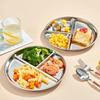 WORTHBUY Round Dinner Plate With Compartments 304 Stainless Steel Divided Dinner Dish Fruit Salad Food Plates Kitchen Tableware