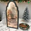 Christmas Mirror Hologram Santa Xmas Tree Scene Mirror with LED Light for Holiday Indoor Bedroom Kitchen Decor