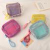 Mesh Zipper Bags Lightweight Transparent Storage Bags Women's Makeup Pouch Reusable Multi-purpose Square Toiletry Bag Handle