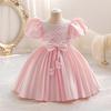 Baby Party Dresses for Girls 2024 Summer Vintage Court Ceremony Birthday Party Ball Gown Puff Sleeve Toddler Kids Princess Dress