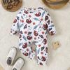1-24 Months Baby Boy Cowboy Pattern All-over Print Jumpsuit Long Sleeve Romper