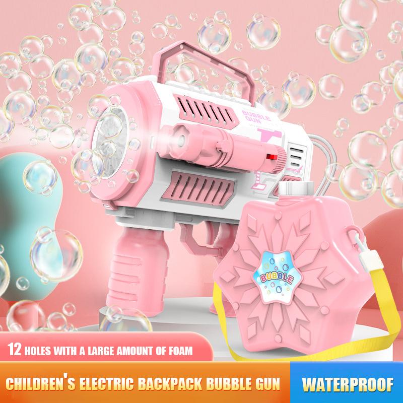 Electric Bubble Gun With Large Capacity Flashing Automatic Blower With Light Music Bubbles Maker For Kid Backpack Bubble Gun
