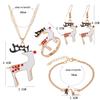 Christmas Tree Santa Elk Bell Earrings Bracelet Ring Necklace Women Jewelry Set